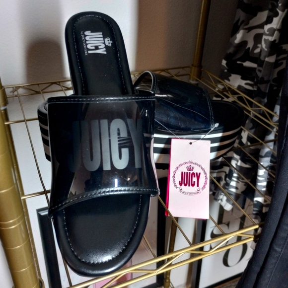 Platform Sandals. Juicy Couture. 9 M. Black & White. NWT - Picture 2 of 9